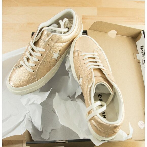 Converse Shoes - Converse Metallic Gold Leather One Star Oxford Runner Sneakers Size 9.5 NIB